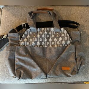 Stylish Gray diaper bag with Arrow Accent